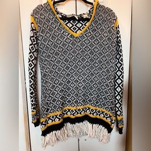 Funky hooded fringe sweater